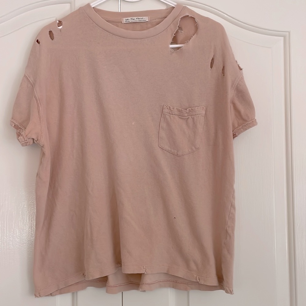 Free People XS pink ripped T-Shirt